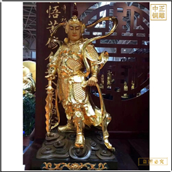 鑄銅關公 彩繪貼金韋陀菩薩銅像