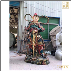 鑄銅關公 彩繪鎏金韋陀神將批發