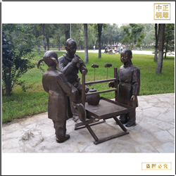 鑄銅關(guān)公 室外吹唐人銅雕塑