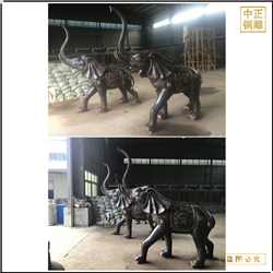 鑄銅關(guān)公 門口大象雕塑上色