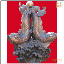 鑄銅關(guān)公 辦公室小型銅魚(yú)擺件