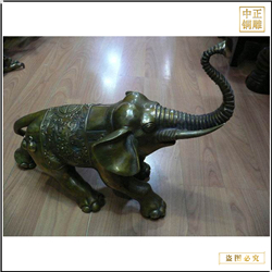 鑄銅關公 仿古銅大象小擺件