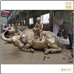 鑄銅關公 室外大型純銅孺子牛擺件