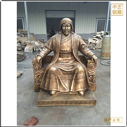 鑄銅關公 貼金坐像成吉思汗人物雕塑