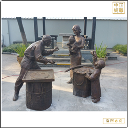 鑄銅關公 逗孩子人物銅雕塑制作
