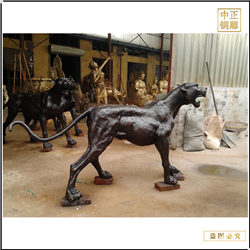 鑄銅關公 金錢豹銅雕塑擺件鑄造