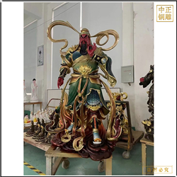 鑄銅關公 純銅綠衣關公雕塑擺件