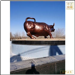 鑄銅關公 廣場華爾街銅牛圖片