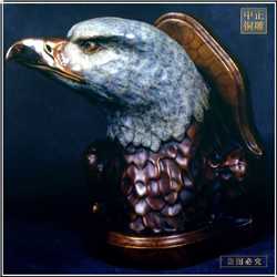 鑄銅關公 老鷹大展宏圖鷹擺件