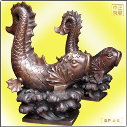 鑄銅關公 小型銅魚擺件