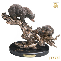 鑄銅關公 小松鼠銅雕塑