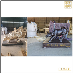 鑄銅關公 黃銅華爾街銅牛