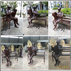 鑄銅關公 室外大型看書人物雕塑