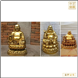 鑄銅關(guān)公 鍍金彌勒佛像笑佛擺件