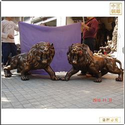鑄銅關(guān)公 無底座款成對(duì)銅獅子擺件