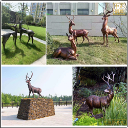 鑄銅關(guān)公 戶外花園林銅鹿雕塑