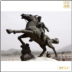 鑄銅關公 少年騎馬銅雕塑