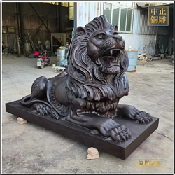 鑄銅關(guān)公 帶底座銅獅子雕塑