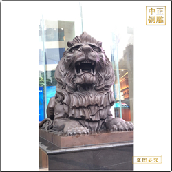 鑄銅關公 帶底座銅獅子