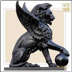 鑄銅關公 帶翅膀銅獅子圖片