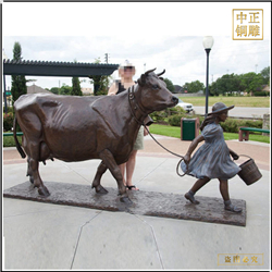 鑄銅關公 牧童與牛銅雕塑