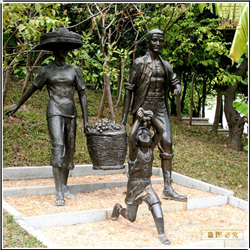 鑄銅關公 一家三口銅雕塑