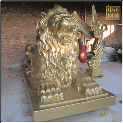 鑄銅關公 金色銅獅子圖片