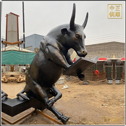 鑄銅關公 銅牛讀書雕塑