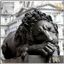 鑄銅關(guān)公 趴著西洋獅銅雕