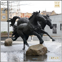鑄銅關(guān)公 噴泉水景大銅馬雕塑