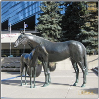 鑄銅關(guān)公 母子馬銅雕塑