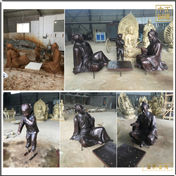鑄銅關(guān)公 玩五子棋人物銅雕塑