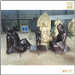 鑄銅關(guān)公 老人玩象棋銅雕塑