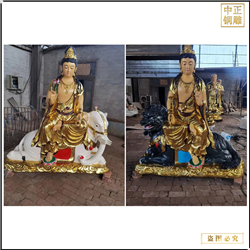 鑄銅關(guān)公 鎏金文殊普賢銅佛坐像