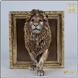 鑄銅關(guān)公 銅獅子頭擺件