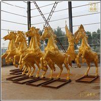 鑄銅關(guān)公 群馬拉車景觀雕塑