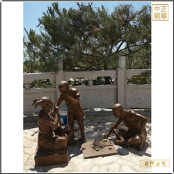 鑄銅關(guān)公 公園小孩下鄉(xiāng)棋玩耍銅雕塑