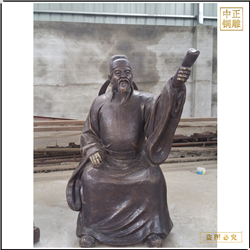 鑄銅關公 鑄銅古代人物手握書卷雕塑