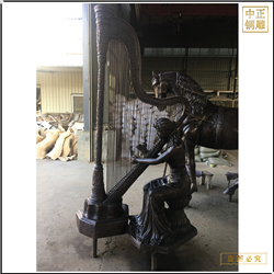 鑄銅關公 美女彈大提琴人物雕塑