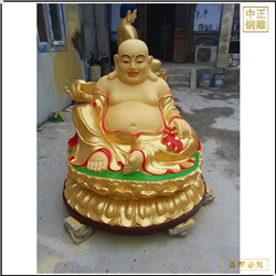 鑄銅關公 笑呵呵彌勒佛坐像銅雕塑