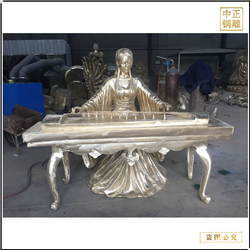 鑄銅關(guān)公 彈古箏人物銅雕塑鑄造