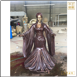 鑄銅關(guān)公 純銅彈古箏人物雕塑鑄造