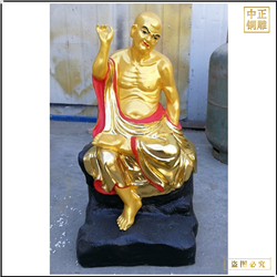 鑄銅關公 貼金小型十八羅漢佛像