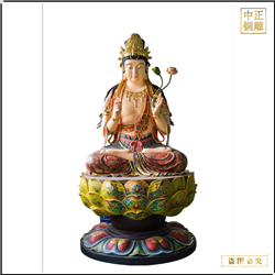 鑄銅關公 彩繪手拿柳枝銅觀音像