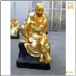 鑄銅關(guān)公 貼金十八羅漢之探手羅漢銅雕