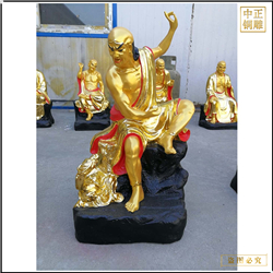 鑄銅關(guān)公 笑獅羅漢佛像定做廠家