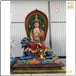 鑄銅關公 小型文殊普賢菩薩銅佛像