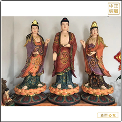 鑄銅關(guān)公 批發(fā)1米6站西方三圣銅佛像