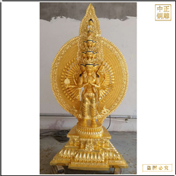 鑄銅關公 鎏金千手觀音銅像定制廠