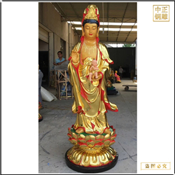 鑄銅關公 立式觀音菩薩銅雕像